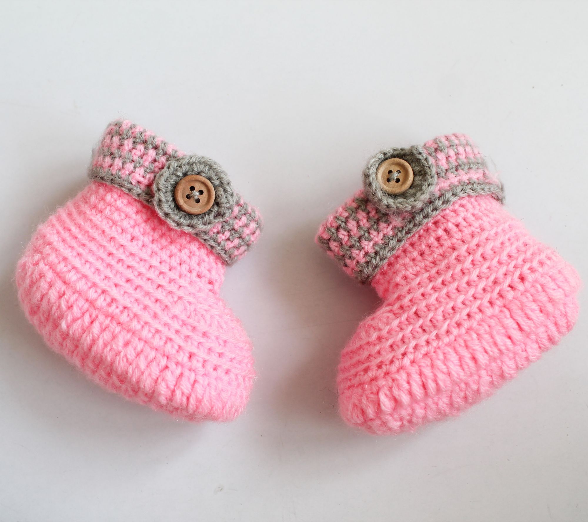 Petal Pink Booties — handmade woollen booties