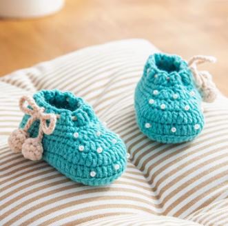 Pearl Sage Booties — handmade woollen booties