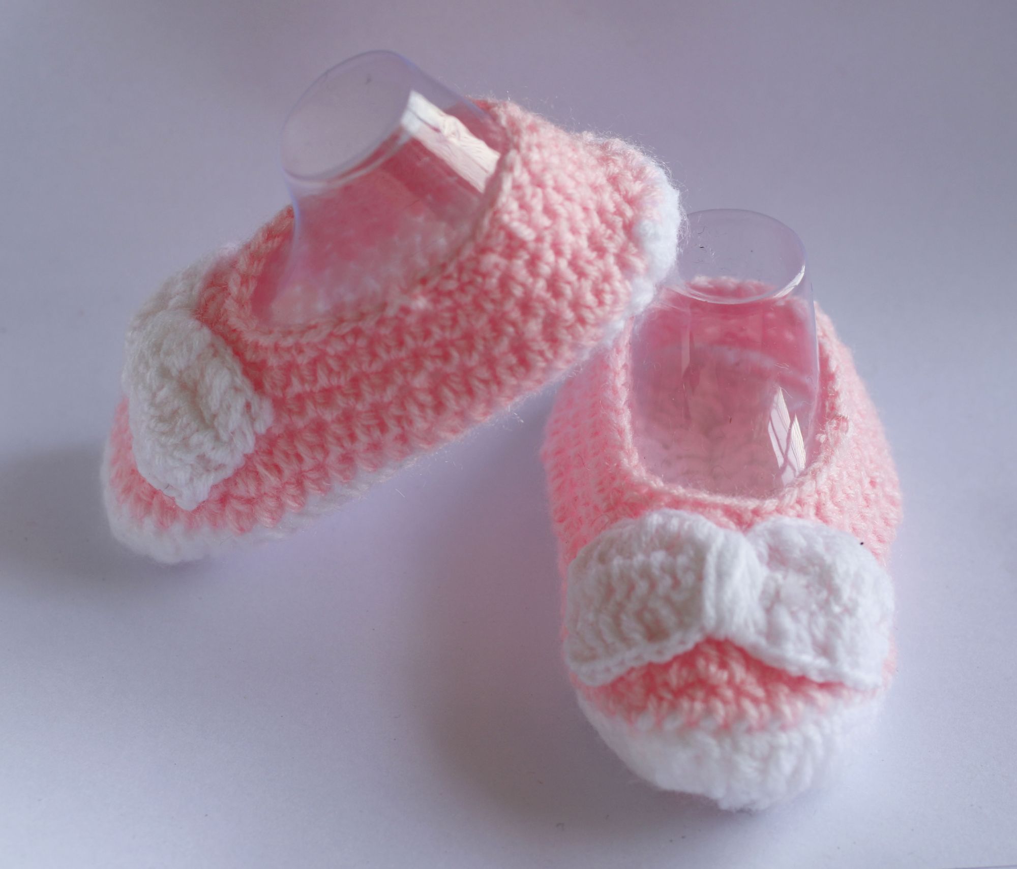 Rosette Bow Booties — handmade crochet soft sole booties