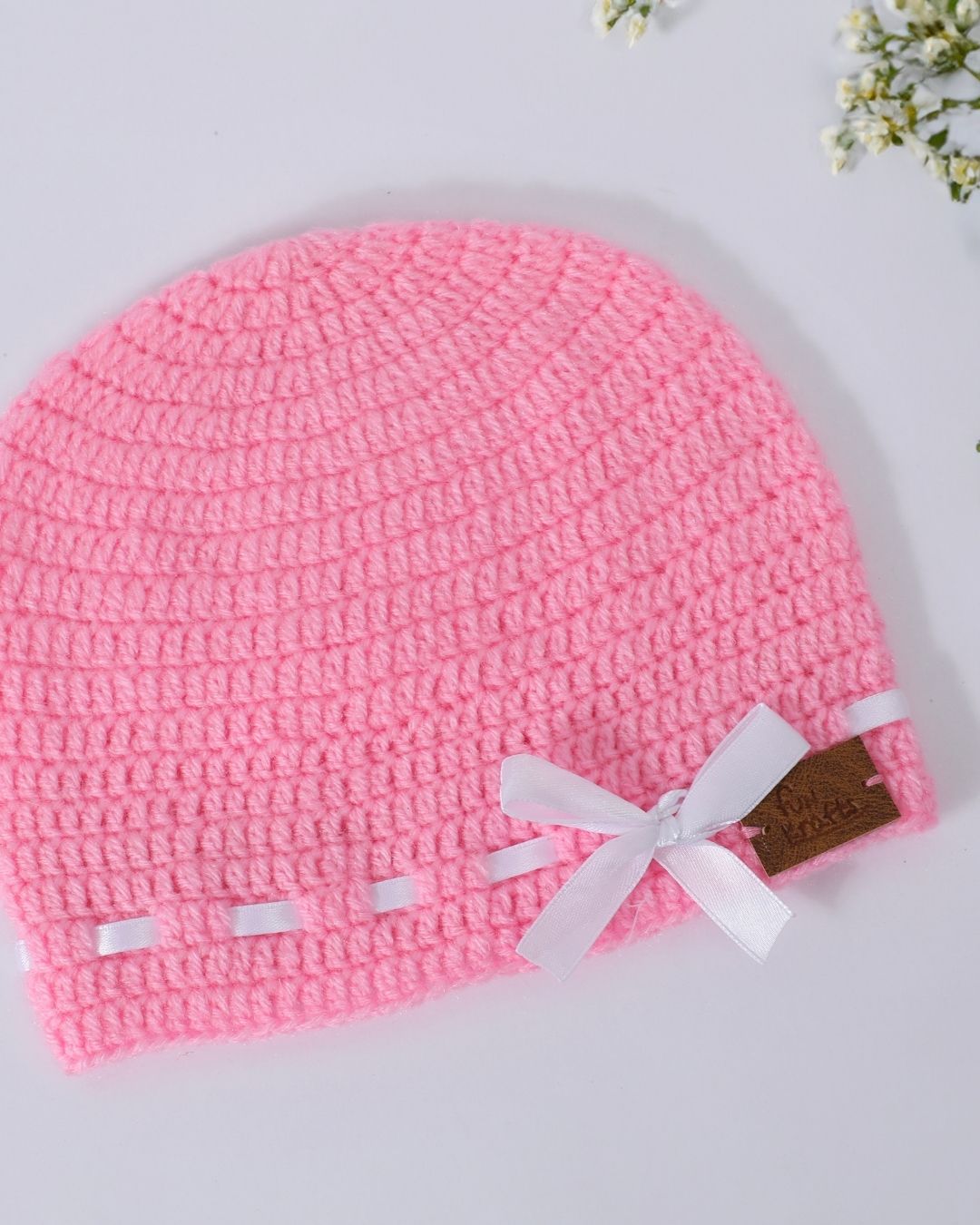 Blush Knit Beanie — handmade knitted woollen cap for girls