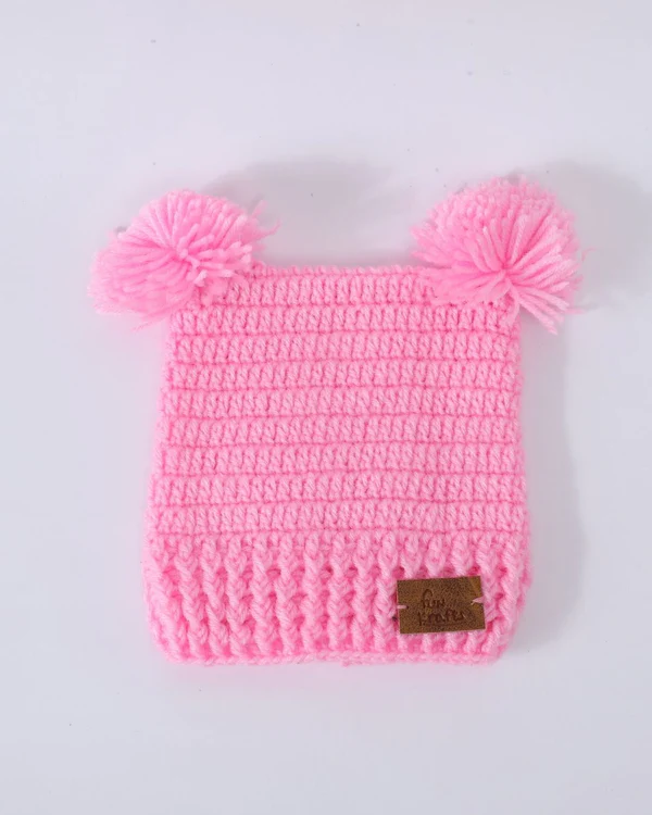 Pink Bear Ear Beanie