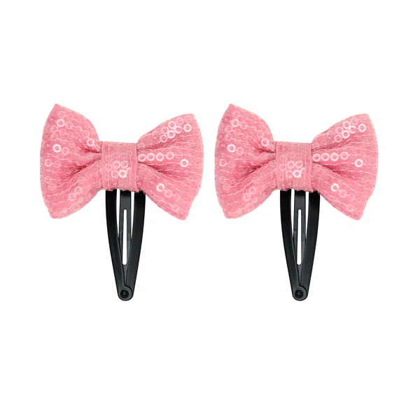 Pink Sparkle Bow Clips