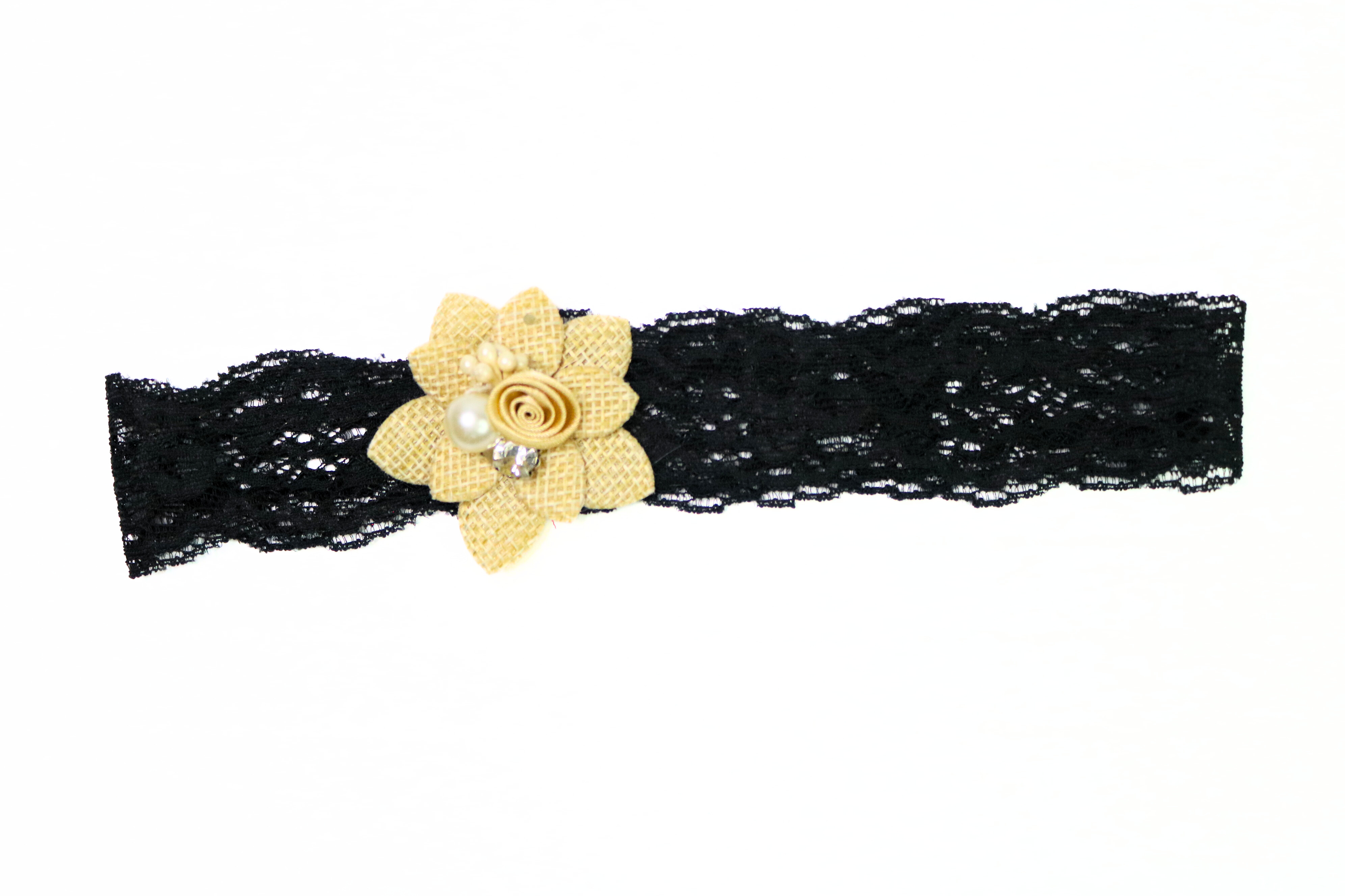 Black Lace Flower Headband